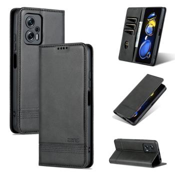 適用於 小米紅米Note11T Pro皮套前後對吸超薄插卡支架小米POCO X4 GT全包防摔時尚個性商務高檔真牛皮保護套