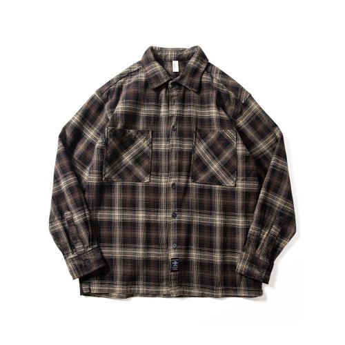 長袖加厚潮流寬松休閑格子襯衫