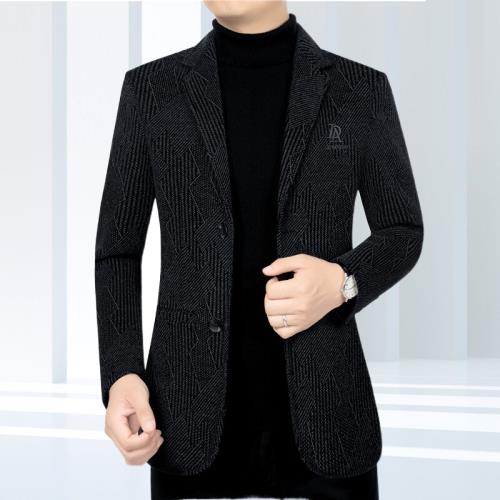 春秋新款男士西服上衣中老年爸爸西裝外套中年羊毛休閑免燙單西男