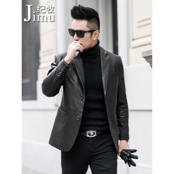 春季修身型西服外套潮真皮皮衣