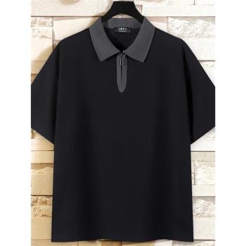 特大碼加肥加大號肥佬胖仔400斤上衣服短袖t恤POLO翻領體恤男夏裝