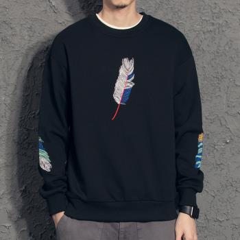 薄款春秋季日系寬松上衣服刺繡