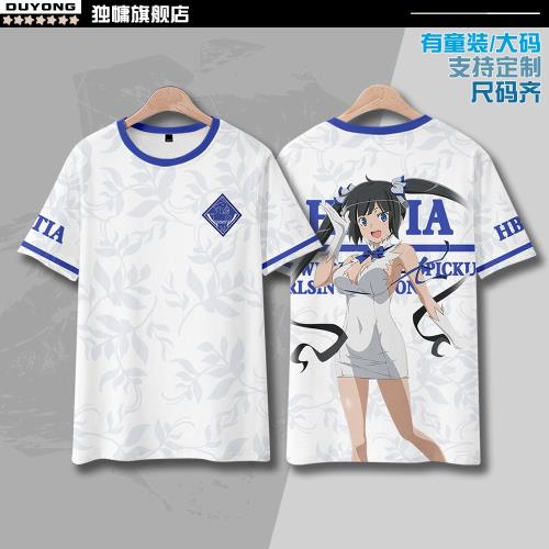 在地下城尋求邂逅是否搞錯了什么周邊短袖T恤男女二次元動漫衣服