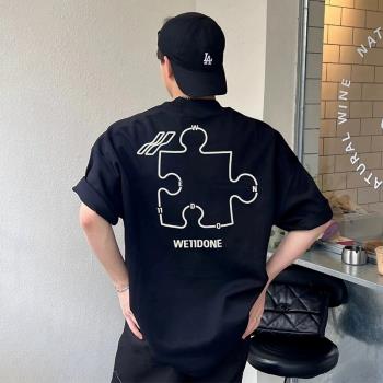 WE11DONE 重磅純棉拼圖印花圓領寬松短袖潮流夏季新款T恤男女款