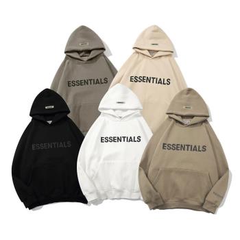 Essentials立體字母印花加絨連帽衛衣FOG男女青少年街頭嘻哈外套