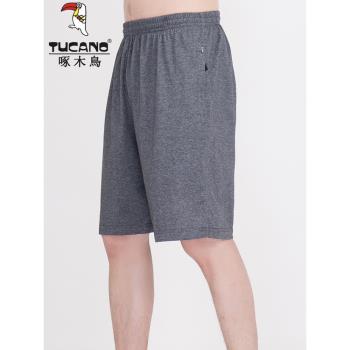 啄木鳥純棉五分褲男士夏季薄款運動褲高腰寬松大碼短褲七分褲外穿