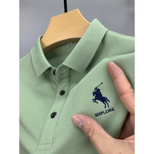 夏季男士短袖t恤冰絲棉保羅美式復古男裝體恤廣州十三行polo衫男