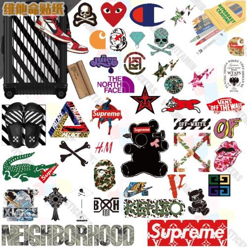 60款單張潮牌LOGO防水貼紙多尺寸SUPREME大號個性創意潮爆INS風