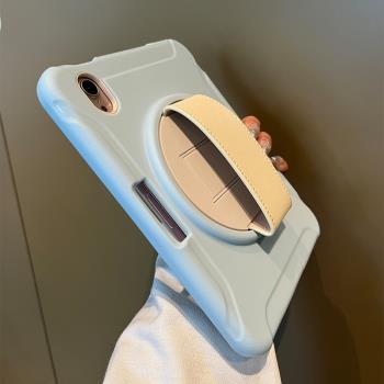 青色煙雨360旋轉支架腕帶適用蘋果ipad10平板保護套pro11寸防摔air5全包mini6硬殼ipad9手持mini7矽膠13寸