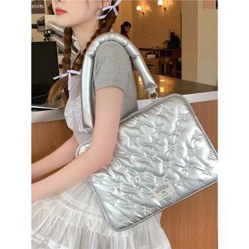 筆記本電腦包14寸單肩2024新款女士芭蕾蝴蝶風學院適用蘋果macbookair/pro13英寸聯想華為15.6電腦內膽包16