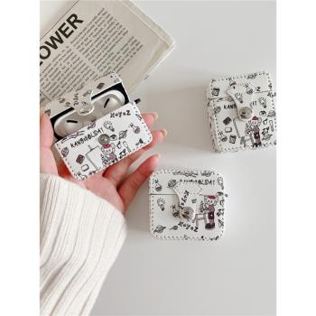 適用airpods3保護殼一體式畫畫KAWS蘋果airpods pro耳機套3代airpods2代矽膠軟殼4代無線藍牙耳機盒男女款潮1