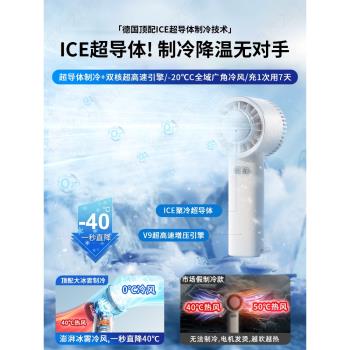官方推薦手持小風扇便攜式製冷小空調超強力靜音無聲桌面USB迷你充電式小型超長續航2024新款大風力宿2024