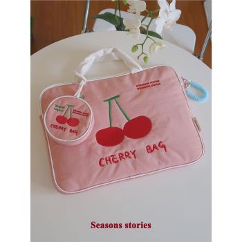 四時seasons櫻桃手提電腦包 原創可愛刺繡筆記本iPad內膽包