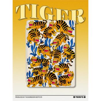 日系復古插畫老虎潮流ins風昭和藝術小眾適用於蘋果2022款iPadPro12.9/11三折保護殼air5/mini6防摔ipad9/10