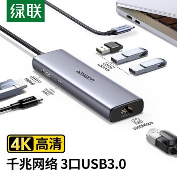 ugreen綠聯Type-C擴充套件塢USB-C轉HDMI轉換器網口分線器4K6合1