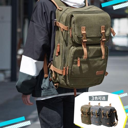 日本大容量筆記本雙肩包男多功能電腦包帆布手提電腦背包女16復古