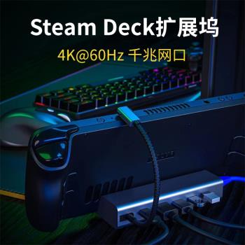 適用Steam Deck拓展塢充電底座游戲掌機配件多功能便攜基座deck支架連接電視擴展HDMI投屏網絡網線接口轉換器