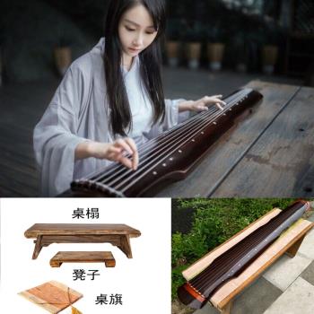 新款中國風古裝攝影道具古琴黑色古箏復古表演拍照七絃伏羲琴桌子