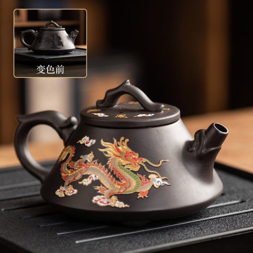 龍鳳茶壺 全球購宜興紫砂變色龍鳳石瓢茶壺出水鳥叫龍鳳茶壺茶壶耐熱茶壺