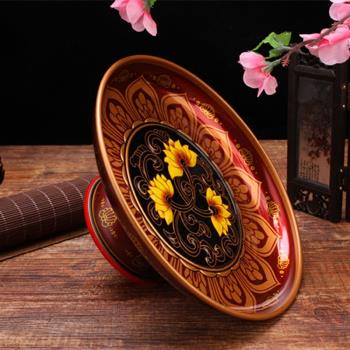 合金佛前供盤水果盤供佛用品貢盤觀音財神爺招財蓮花佛具託盤供奉