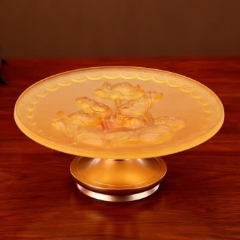供佛果盤供佛家用琉璃蓮花果碟黃銅合金佛前供果盤水果碟供盤擺件
