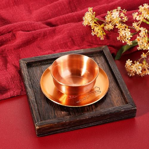 純銅酒柜供盤供碗套裝婚宴茶碗底托裝飾品擺件雕刻佛堂供奉小酒杯