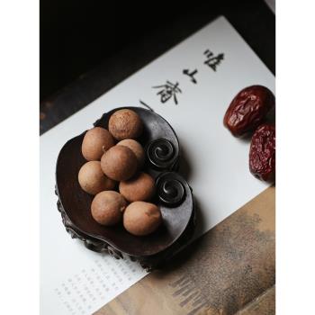 紅木仿古如意案上小清供盤家用中式紅木質茶桌客桌乾果盤零食盤