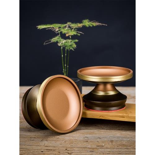 黃銅供果盤家用室內供奉財神水果貢盤小燭臺佛堂供佛果盤佛前供盤|燭台