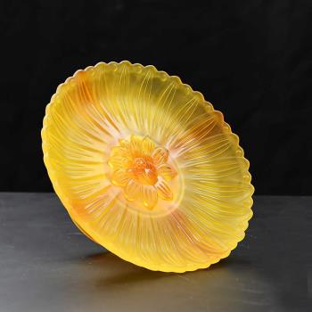 琉璃供盤供品盤供果盤蓮花盤 家居佛堂寺廟 財神觀音家用供具擺件