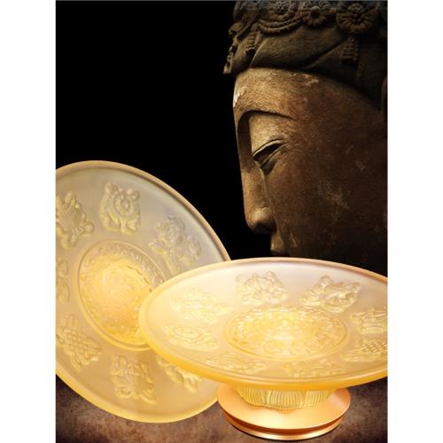 古法琉璃蓮花供佛果盤家用八吉祥供盤財神爺貢品盤水果盤佛堂用品