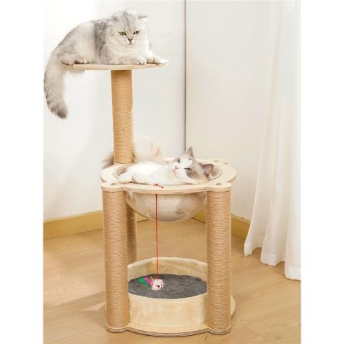 貓爬架太空艙雙層貓跳臺貓別墅逗貓玩具貓咪用品四季帶窩木質網紅