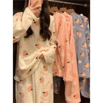 法蘭絨秋冬季加厚可愛居家服睡衣