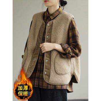 搖粒絨馬甲外套女士羊羔毛加厚2025秋冬新款爆款歐貨外穿馬夾上衣