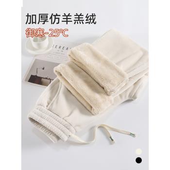 加長加絨褲子女高個子窄版大碼闊腿褲女春秋冬季羊羔絨燈芯絨棉褲