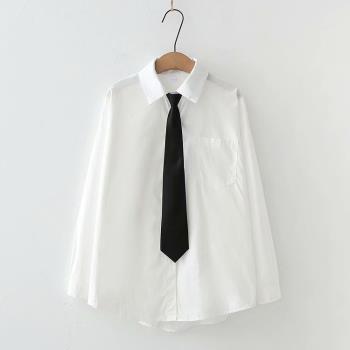 JK制服日系女裝領帶白襯衫女學院風春秋長袖襯衣2023新款學生上衣