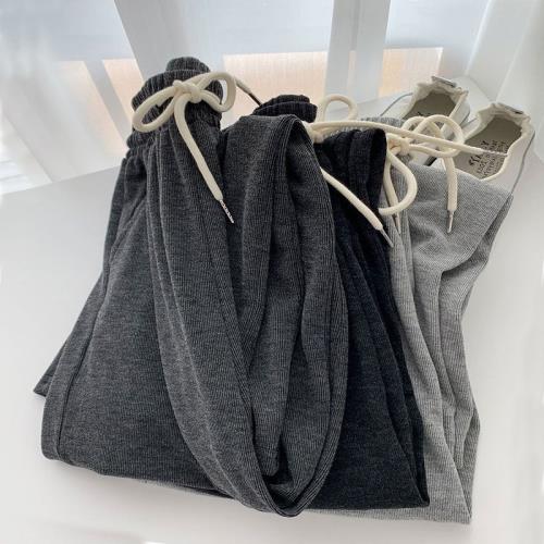 廣州十三行爆款~加絨加厚松緊腰軟糯闊腿長褲子女秋冬季休閑百搭