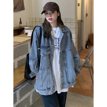 女士寬松中長款上衣ins牛仔外套