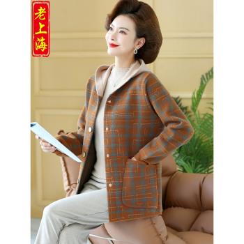 休閑連帽外套格子上衣服春秋裝