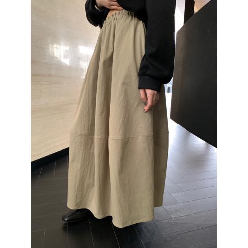 十三行松緊腰休閑寬松半身裙女秋季新款韓版高腰顯瘦中長款A字裙