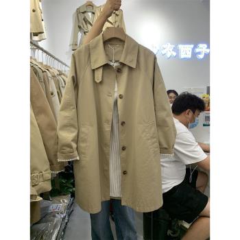 polo單排扣中長款修身休閑風衣