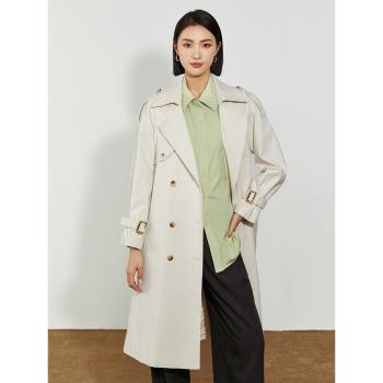 她圖高階中長款風衣女2024秋裝新款時尚氣質休閑英倫風翻領外套潮