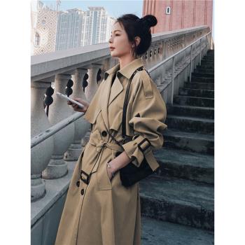 chic中長款韓版寬松過膝外套風衣