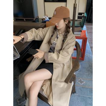 韓版小個子寬松休閑中長款風衣女秋新款高階感爆款學院風顯瘦外套