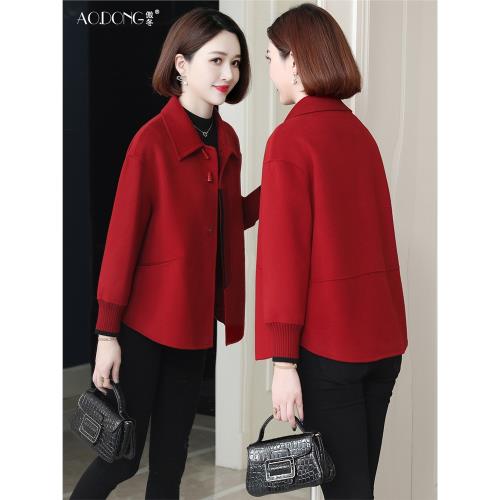 傲冬雙面短款韓版羊毛呢媽媽大衣