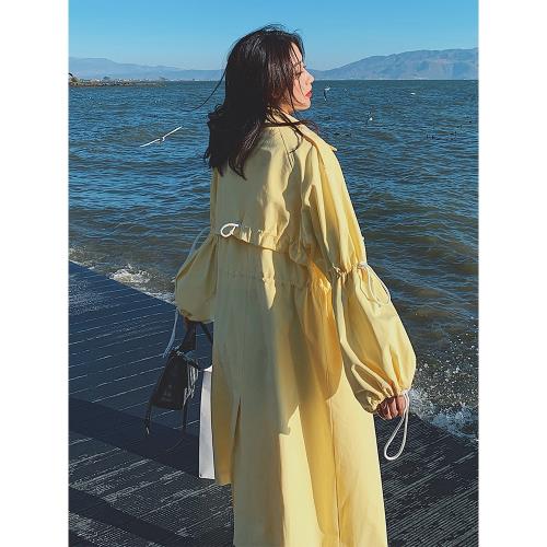 多巴胺穿搭超好看黃色風衣外套女春秋2026新款韓系少女中長款大衣