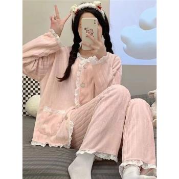 公主風法蘭絨加厚少女休閑服睡衣