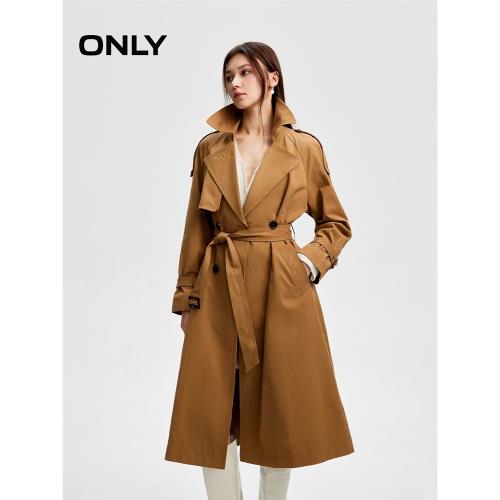 綾致ONLY2025冬新款通勤氣質插肩袖防風長款風衣外套女