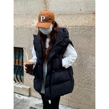 歐貨羽絨馬甲女2024年新款秋冬外穿90白鴨絨馬夾背心寬松坎肩外套