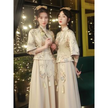 姐妹團旗袍中國風婚禮小眾伴娘服