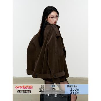 區區歐陽 9/19 20點【vint@ge卡姐套裝】麂皮絨翻領風衣外套短裙